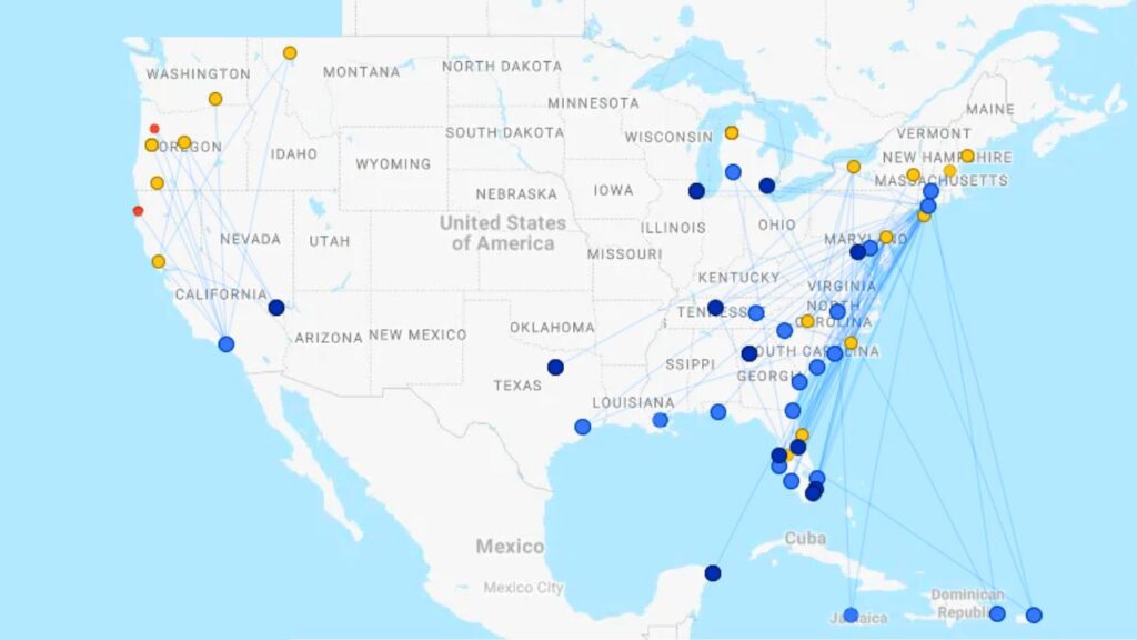 Avelo Airlines Destination Map